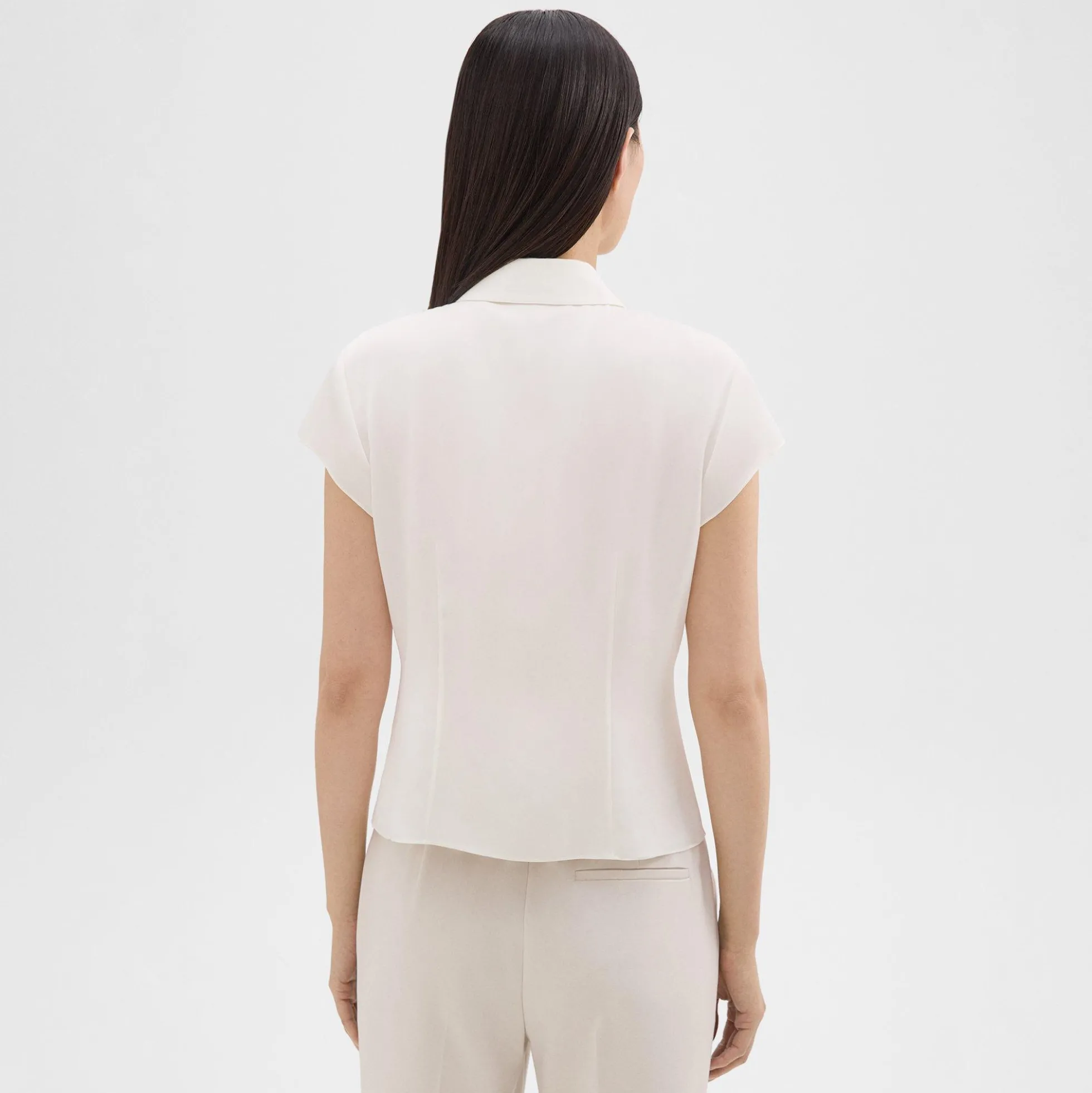 Cap Sleeve Shirt in Silk Georgette