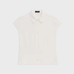 Cap Sleeve Shirt in Silk Georgette