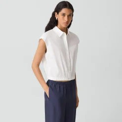 Cap-Sleeve Shirt in Good Poplin