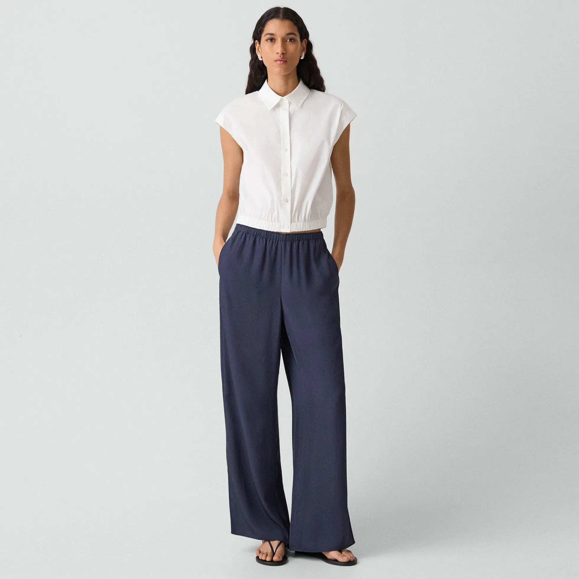 Cap-Sleeve Shirt in Good Poplin