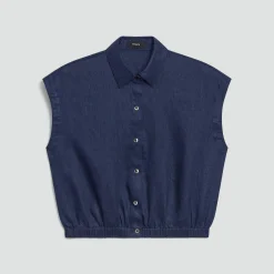 Cap-Sleeve Shirt in Relaxed Linen