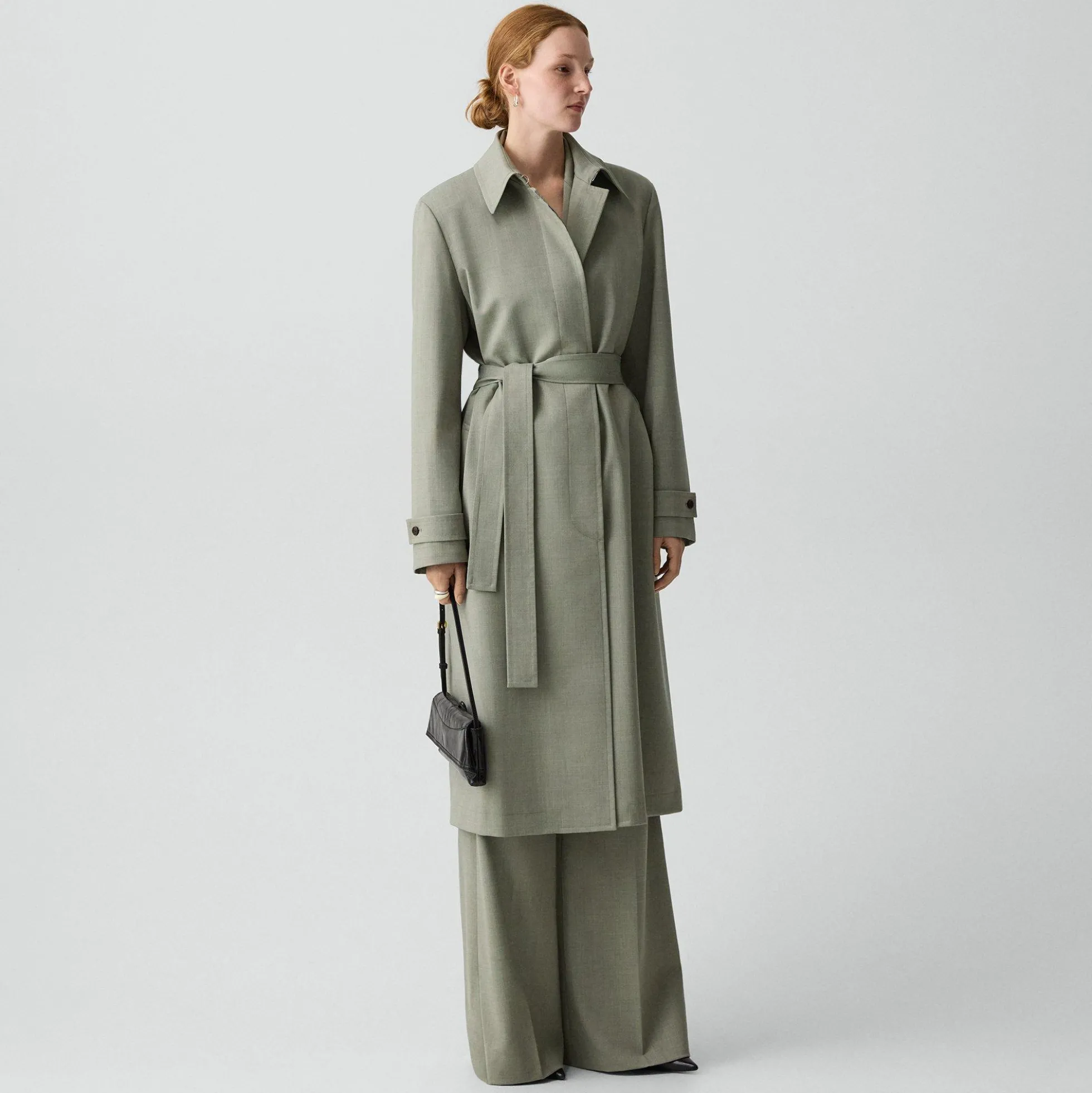 Car Coat in Wool Gabardine