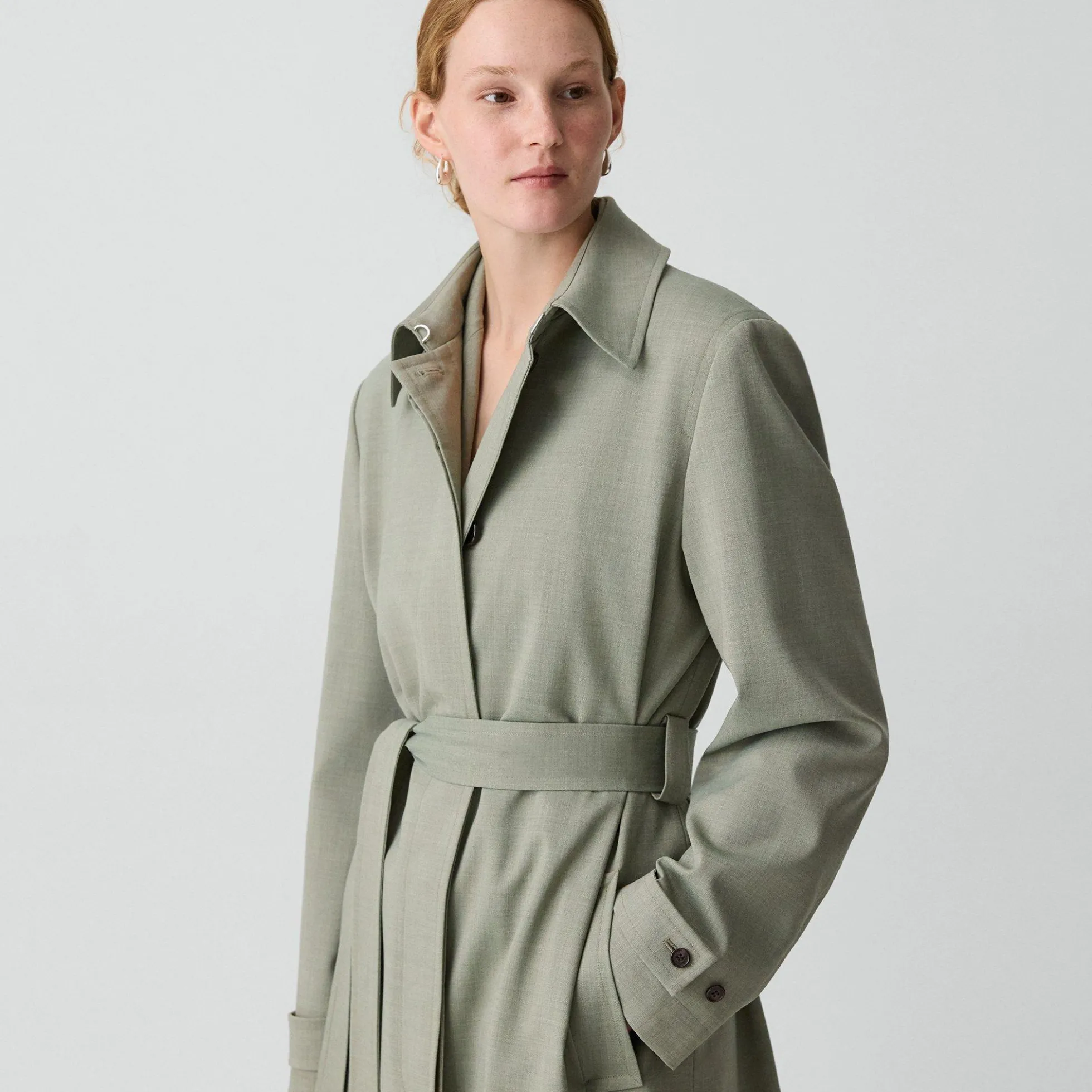 Car Coat in Wool Gabardine