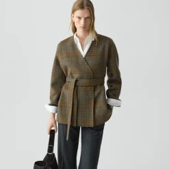 Cardigan Jacket in Plaid Wool-Cashmere