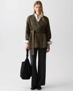 Cardigan Jacket in Plaid Wool-Cashmere