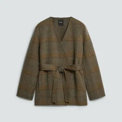 Cardigan Jacket in Plaid Wool-Cashmere