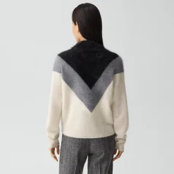 Chevron Turtleneck Sweater in Airy Cashmere