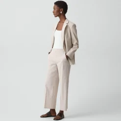Classic Straight Pull-On Pant in Textured Linen