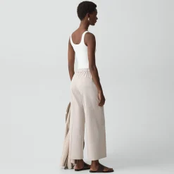 Classic Straight Pull-On Pant in Textured Linen