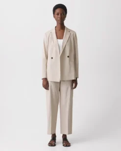 Classic Straight Pull-On Pant in Textured Linen