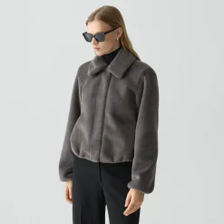 Collared Jacket in Faux Fur