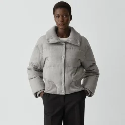 Collared Puffer Jacket in Stretch Flannel