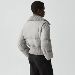Collared Puffer Jacket in Stretch Flannel