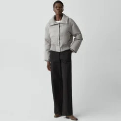 Collared Puffer Jacket in Stretch Flannel