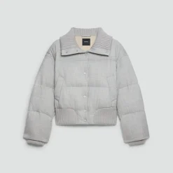 Collared Puffer Jacket in Stretch Flannel