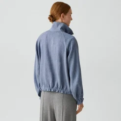 Collared Zip Jacket in Fluid Linen