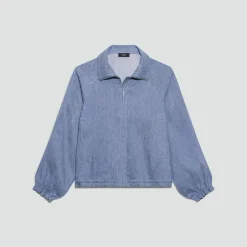 Collared Zip Jacket in Fluid Linen
