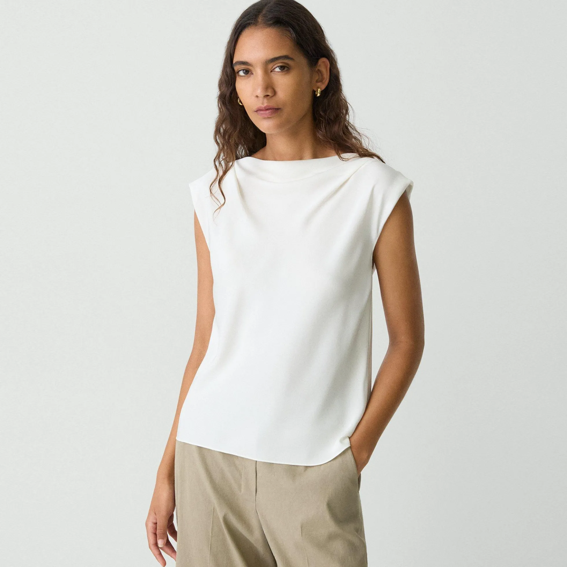 Cowl Neck Top in Silk Georgette