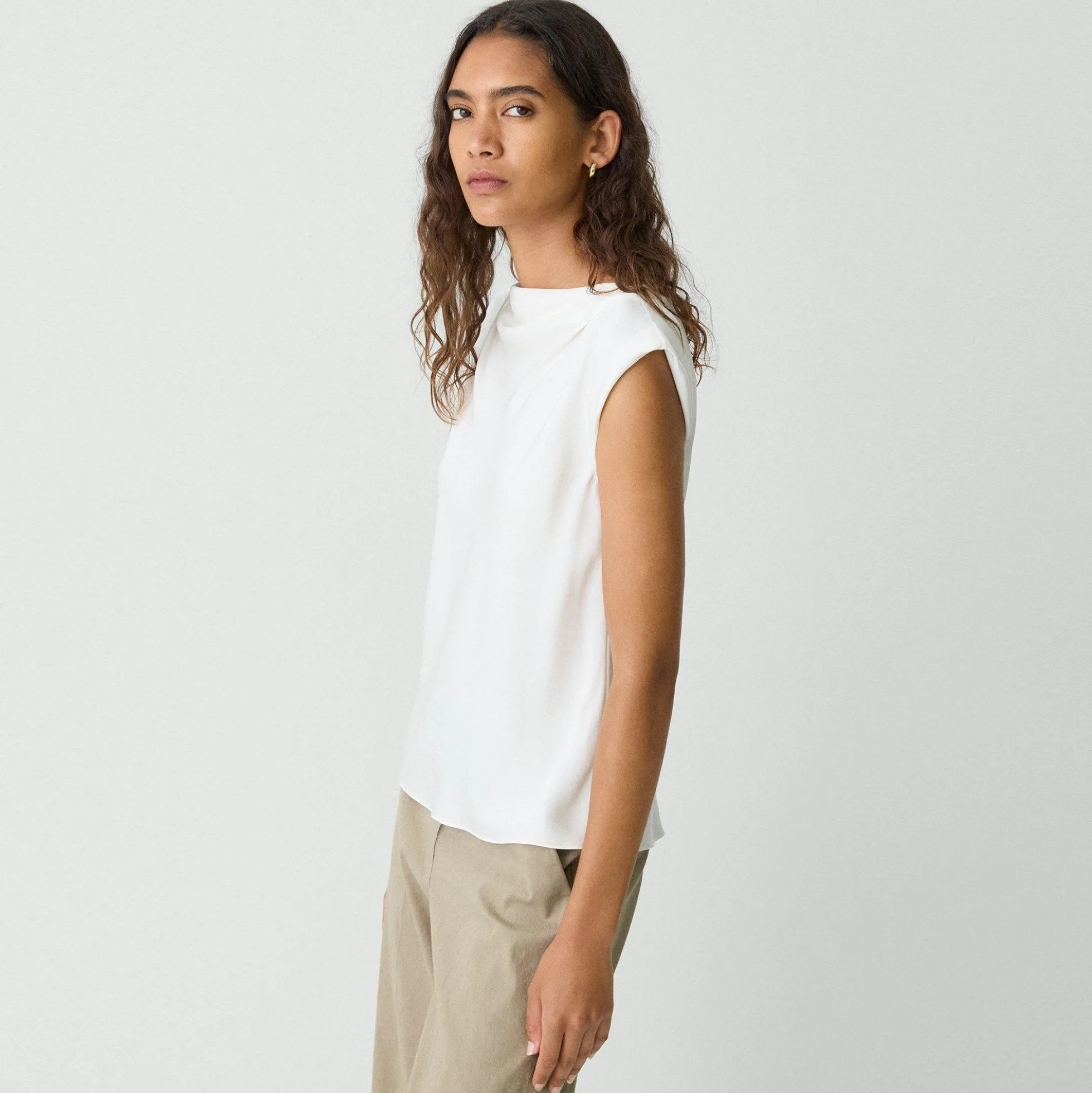 Cowl Neck Top in Silk Georgette