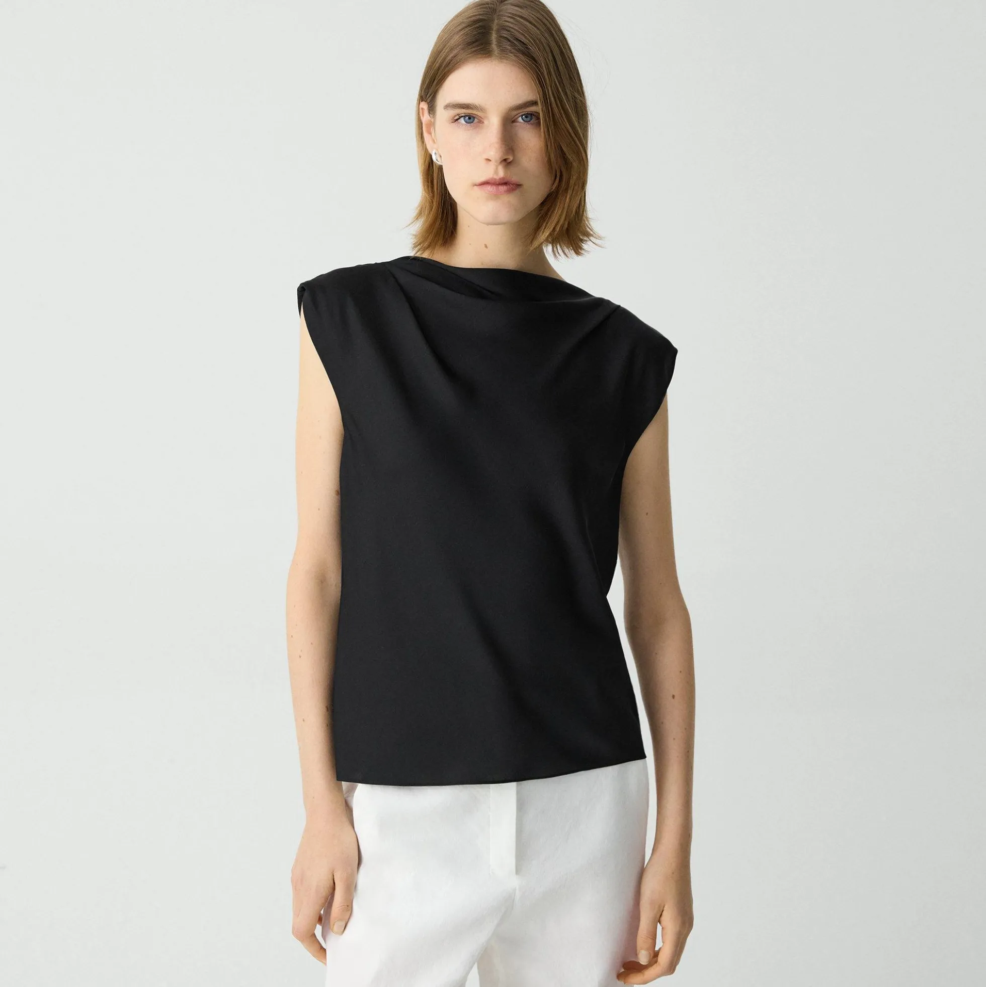 Cowl Neck Top in Silk Georgette
