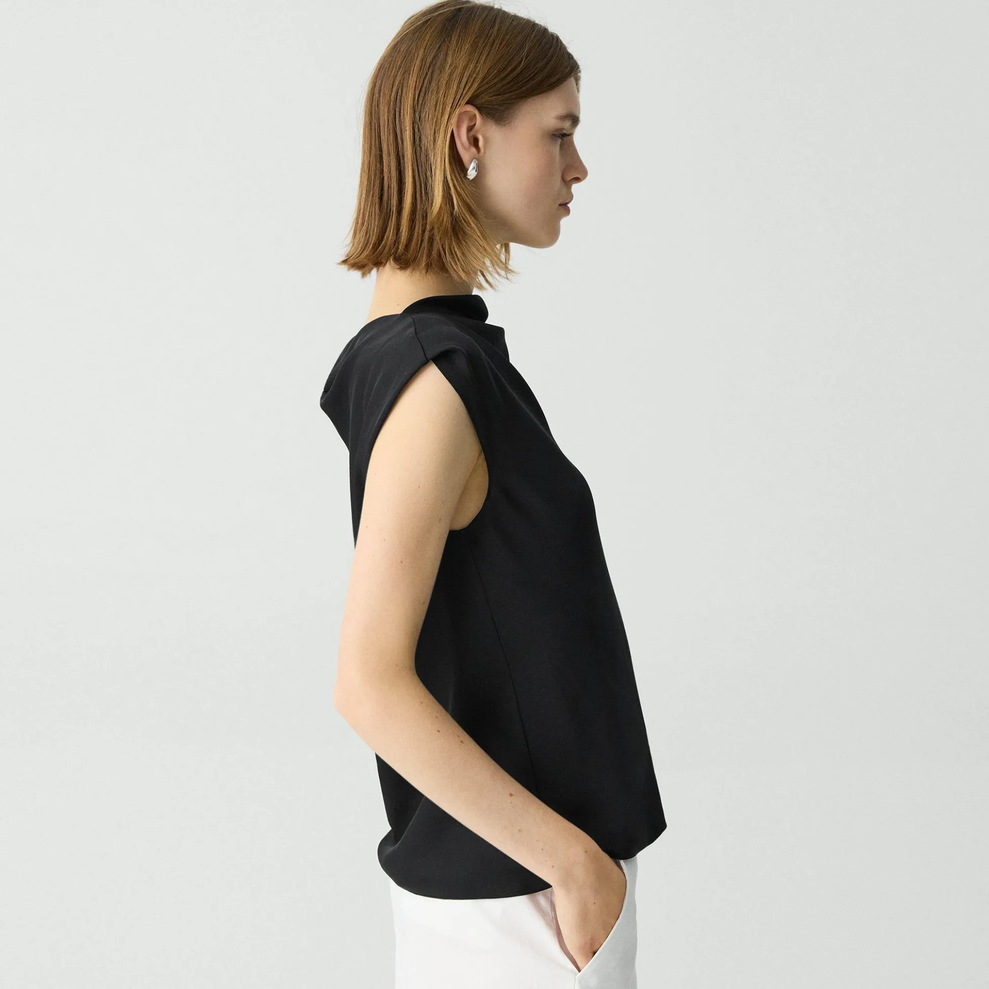 Cowl Neck Top in Silk Georgette