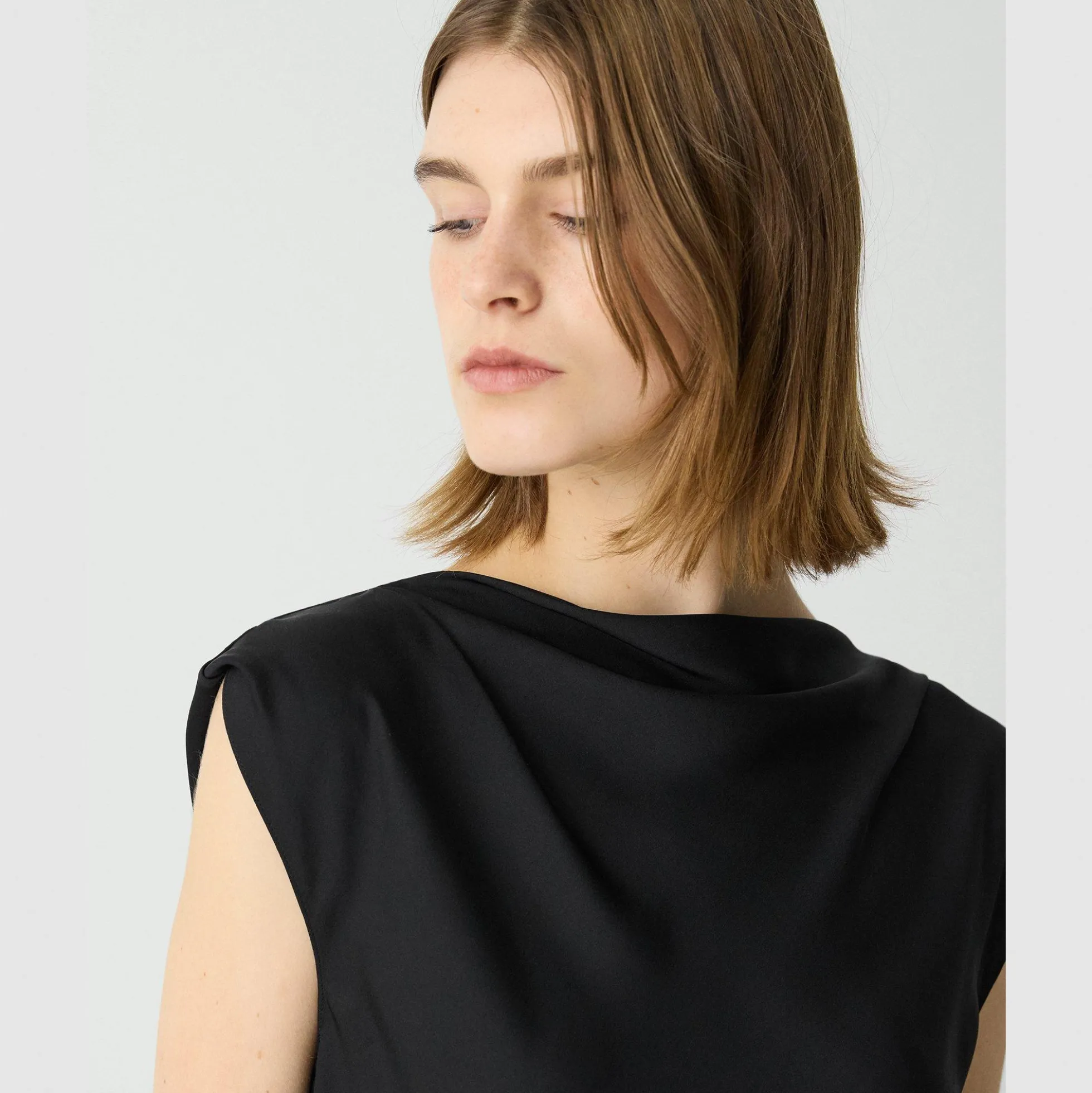 Cowl Neck Top in Silk Georgette