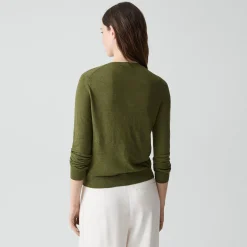 Crewneck Cardigan in Linen Knit