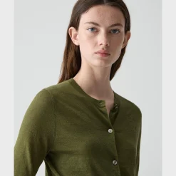 Crewneck Cardigan in Linen Knit