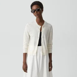 Crewneck Cardigan in Linen Knit