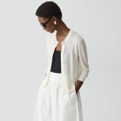 Crewneck Cardigan in Linen Knit