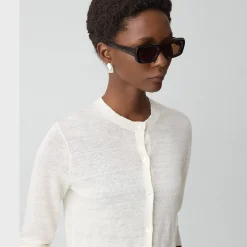 Crewneck Cardigan in Linen Knit