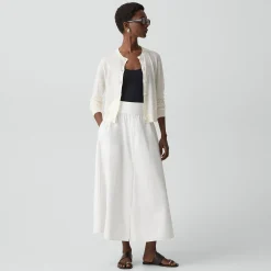 Crewneck Cardigan in Linen Knit