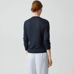Crewneck Cardigan in Linen Knit