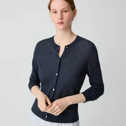 Crewneck Cardigan in Linen Knit