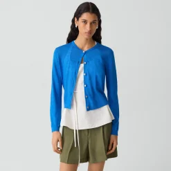 Crewneck Cardigan in Linen Knit