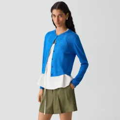 Crewneck Cardigan in Linen Knit