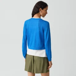 Crewneck Cardigan in Linen Knit