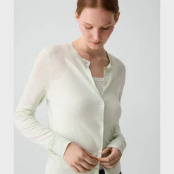 Crewneck Cardigan in Linen Knit
