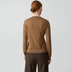 Crewneck Cardigan in Linen Knit