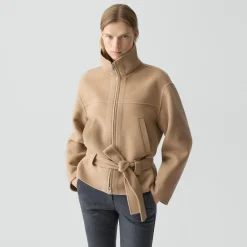 Cropped Anorak Jacket in Textured Wool-Cashmere