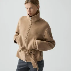Cropped Anorak Jacket in Textured Wool-Cashmere