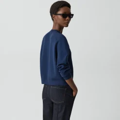 Cropped Crewneck Sweater in Light Bilen
