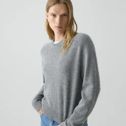 Cropped Crewneck Sweater in Cashmere