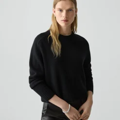 Cropped Crewneck Sweater in Cashmere