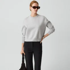 Cropped Crewneck Sweater in Light Bilen