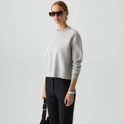 Cropped Crewneck Sweater in Light Bilen