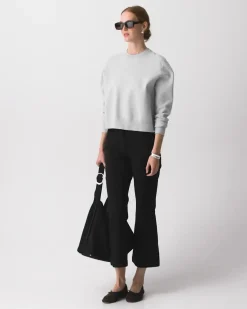 Cropped Crewneck Sweater in Light Bilen