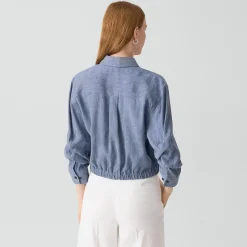 Cropped Shirt in Fluid Linen