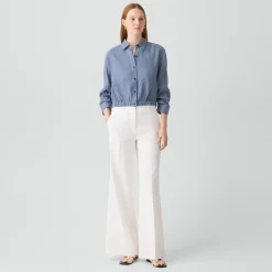 Cropped Shirt in Fluid Linen