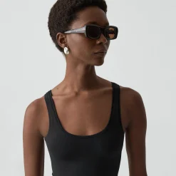 Cropped Tank Top in Stretch Nylon